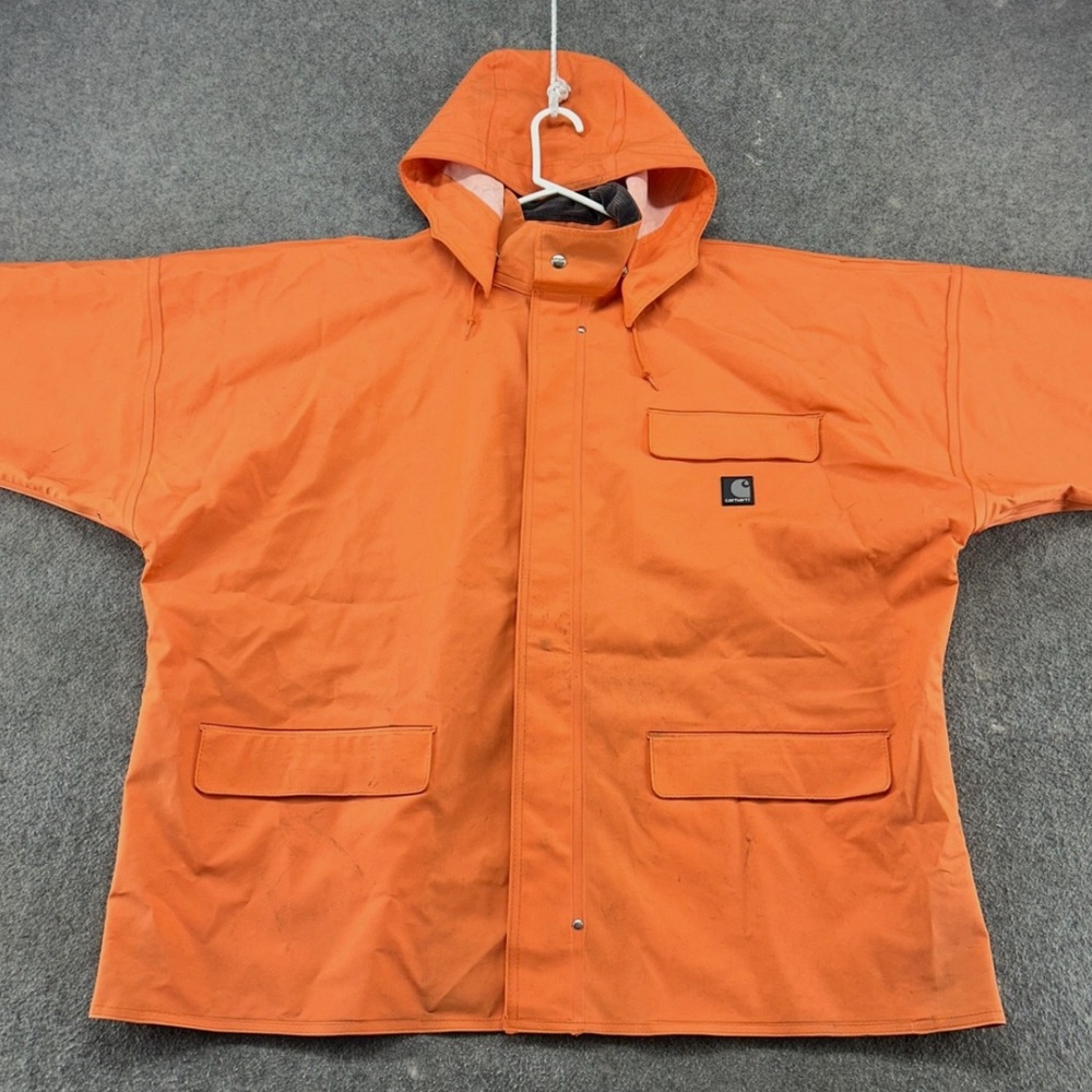 Carhartt Hoodie Mens L-Regular Orange Button Snap PVC Long Sleeve WorkwearC640RG
